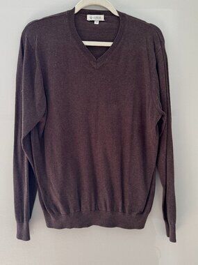 Kinross Cashmere Brown V-Neck Sweater Size M